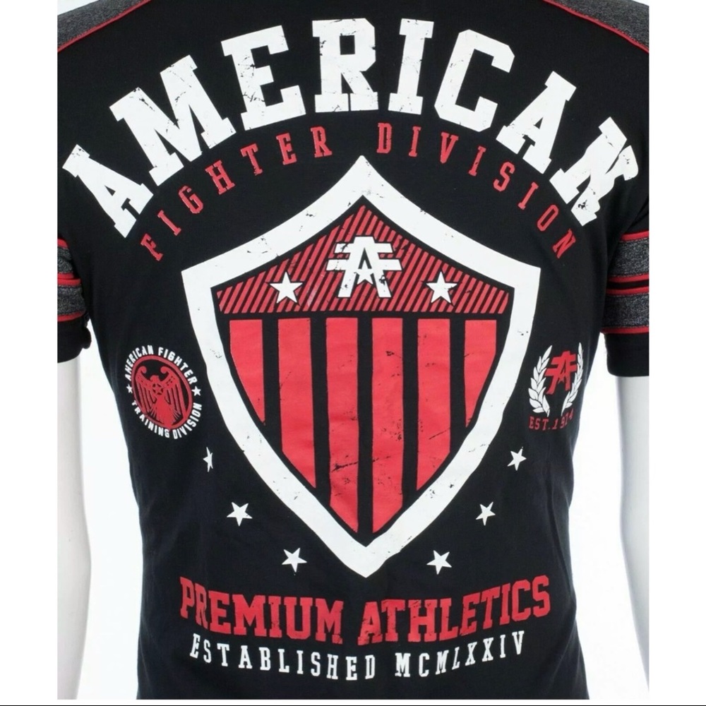 AMERICAN FIGHTER Excelsior Black Athletic Fit Mens Crewneck T-shirt L-3XL NWT - Picture 10 of 10